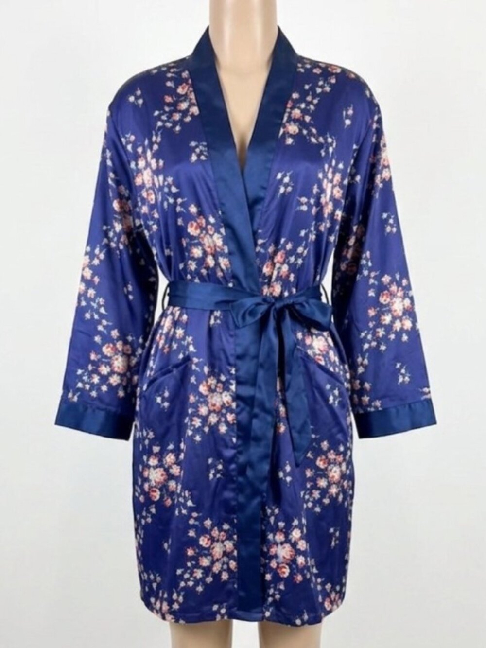 Morgan Lang for Fab Fit Fun Navy Floral Robe with pockets LXL
